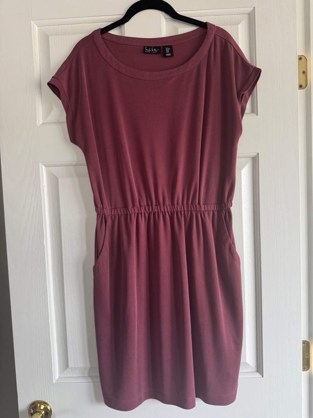 Nicole Miller Dusty Rose Elastic-Waist Midi Dress